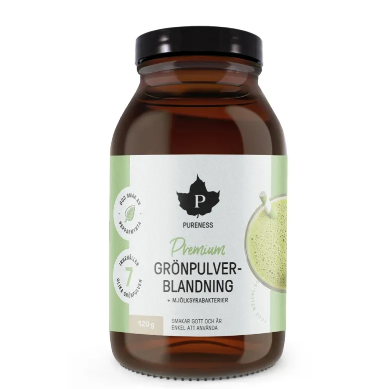 Pureness Grönpulverblandning + Mjölksyrabakterier 120 g