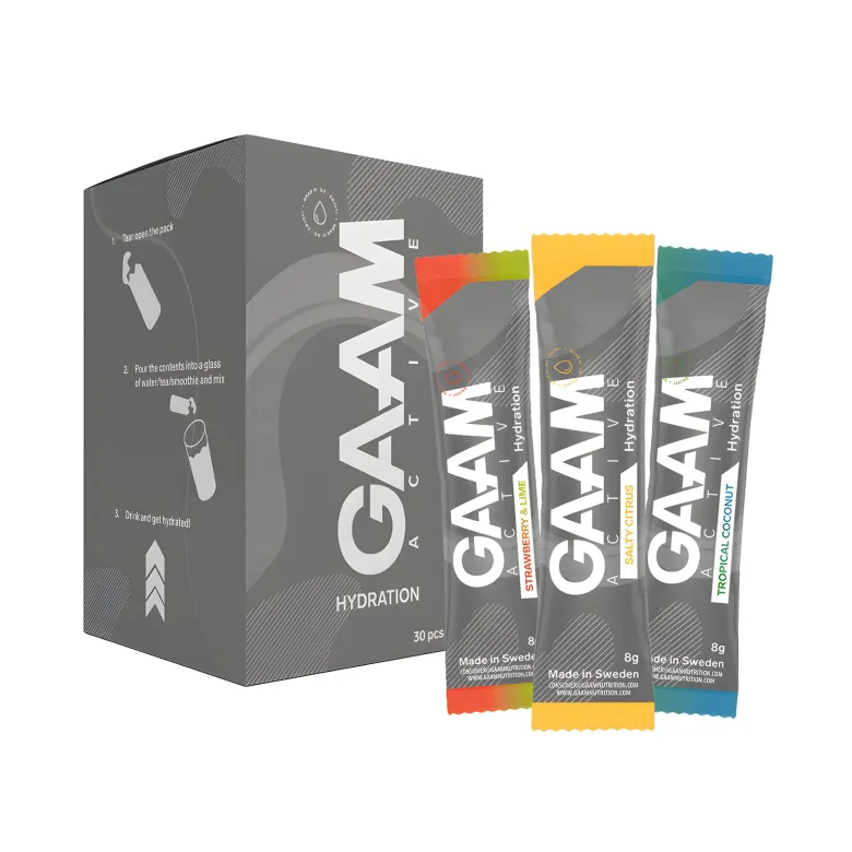 30 x GAAM Active Hydration 8 g Elektrolyter Mixlåda