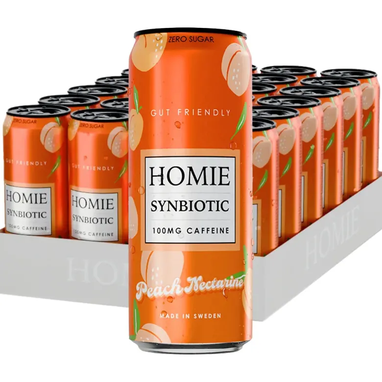 24 x Homie Wake Up Synbiotic 330 ml Peach Nectarine