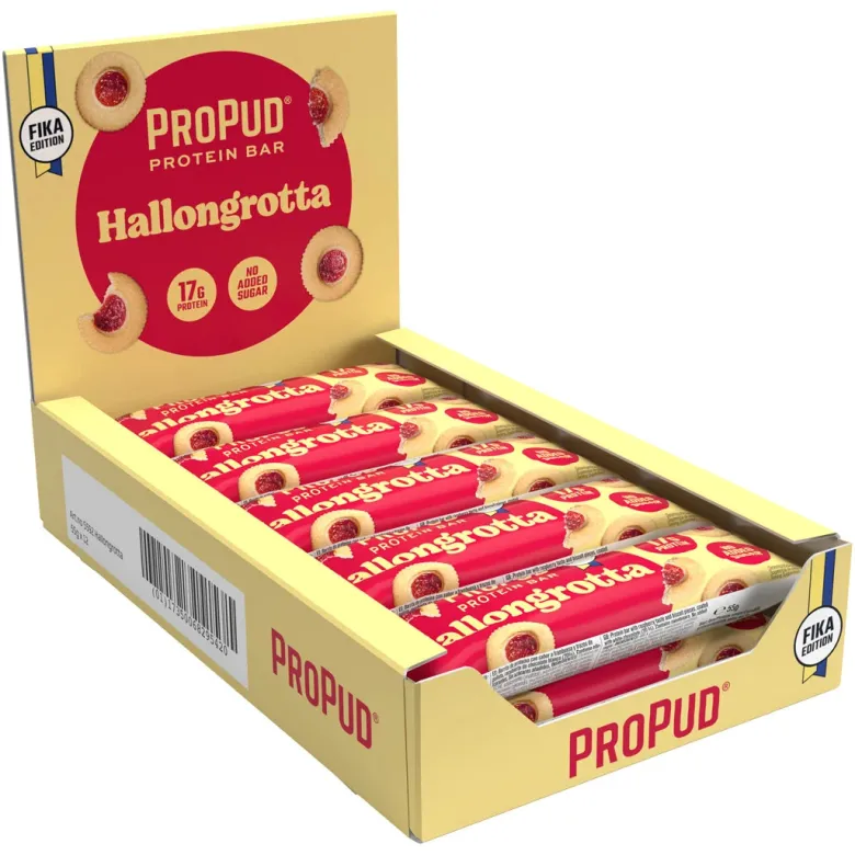12 x NJIE Propud Proteinbar 55 g Hallongrotta