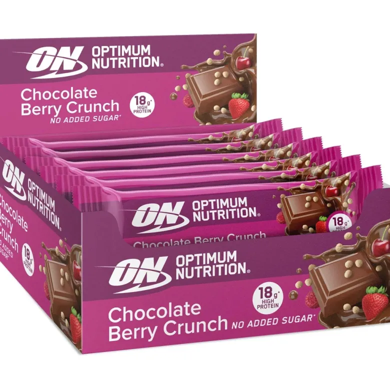 12 x Optimum Nutrition Chocolate Protein Bar 55 g Berry Crunch