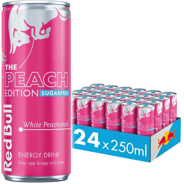 24 x Red Bull Energidryck 250 ml Peach Edition Sugarfree - White Peach
