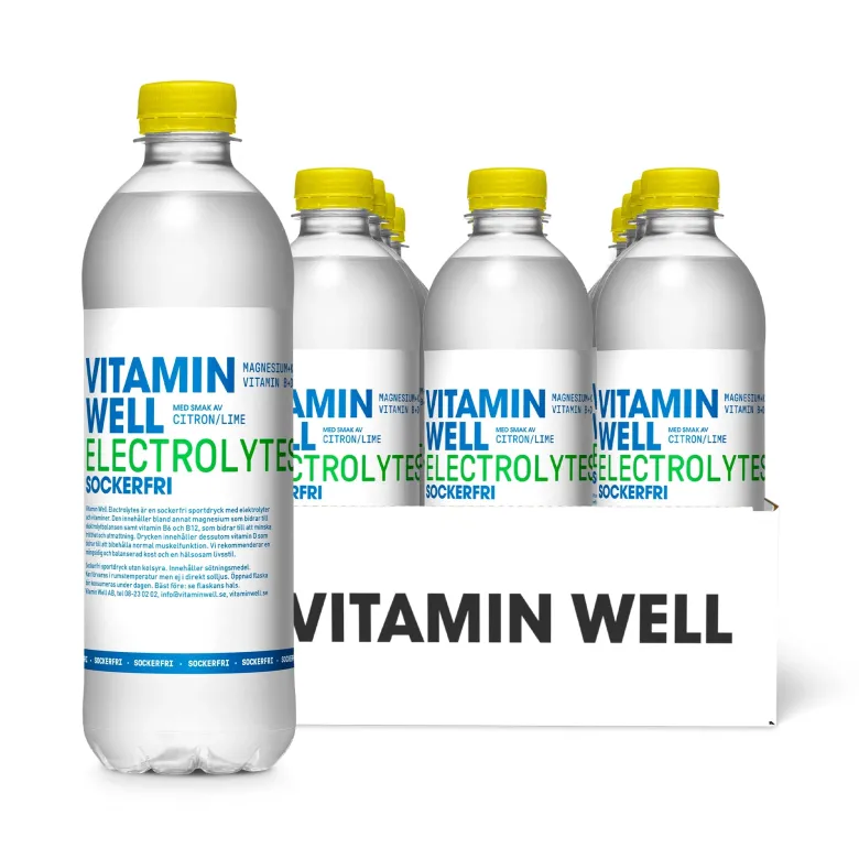 12 x Vitamin Well Electrolytes 500 ml Citron/Lime Sockerfri