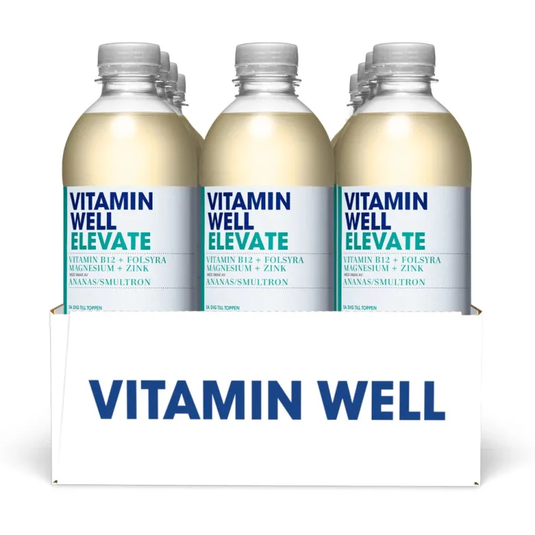 12 x Vitamin Well 500 ml Elevate Ananas Smultron