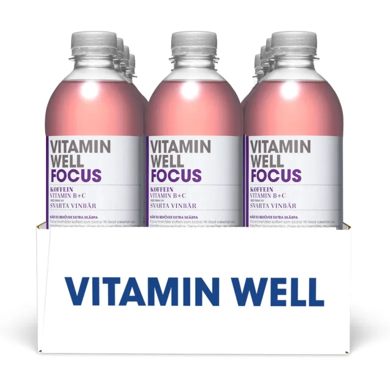 12 x Vitamin Well 500 ml Focus Svarta Vinbär