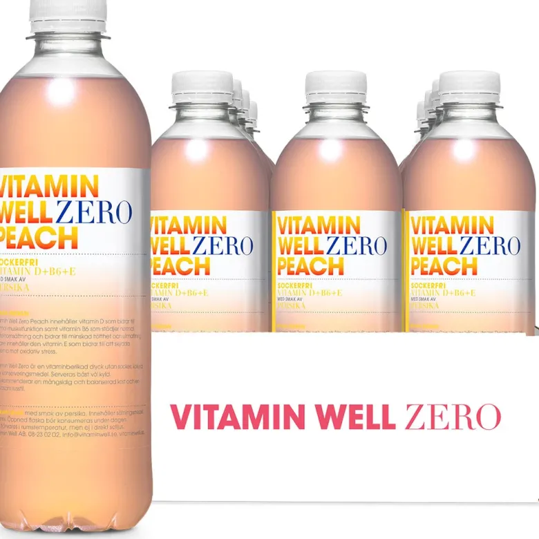 12 x Vitamin Well Zero 500 ml Peach